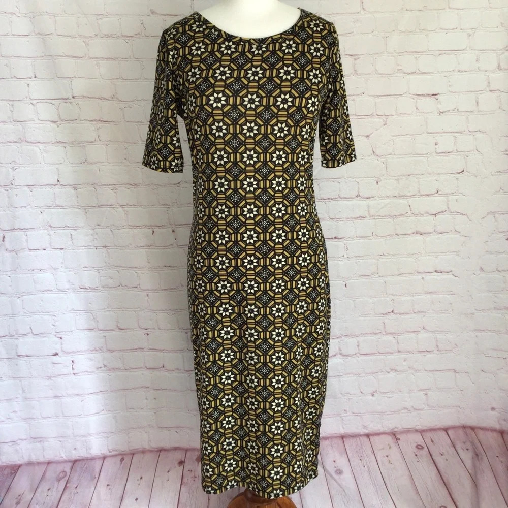 LuLaRoe Julia Geometric Kaleidoscope Medallion Floral Sheath Dress - Size Small